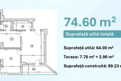 Apartament cu 3 camere în Nord