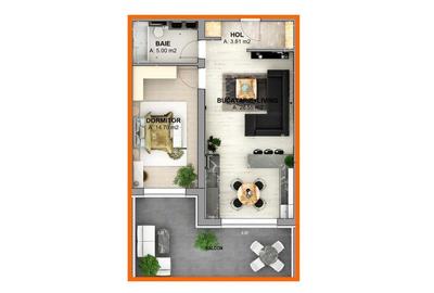 Apartament cu 2 camere în Cristian