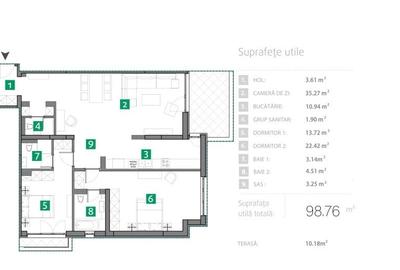 Apartament cu 3 camere semidecomandat în Sisești - 13