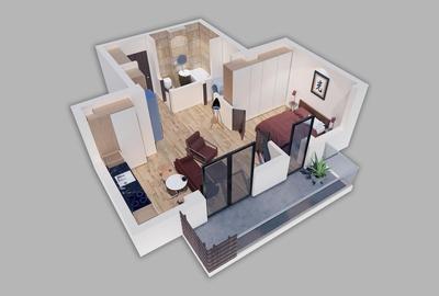 53D Studio Dublu 59mp Vedere Sud, Lux Metrou Straulesti Baneasa Sisesti - 3