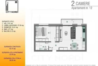 Apartament 2 camere eficient compartimentat-BLOC BOUTIQUE! - 5