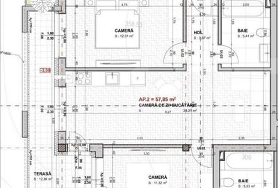 Apartament de 3 camere, 58 mp, etaj intermediar, balcon, par - 3