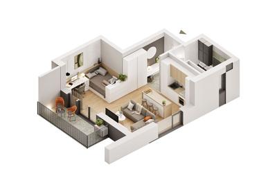 Apartament cu 1,5 camere în zona Confecții Apartament cu 1,5 camere în zona Confecții - 1