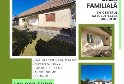 Casă individuală cu 3 camere în Valea Crișului