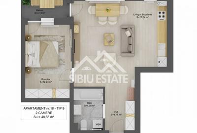 Apartament cu 2 camere semidecomandat în Șelimbăr - 1
