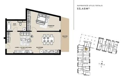 Apartament cu 2 camere semidecomandat în Mărăști