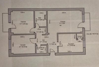 Apartament cu 3 camere decomandat în Soarelui