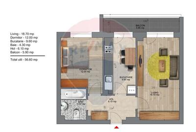 Apartament cu 2 camere decomandat, mobilat în Central - 3