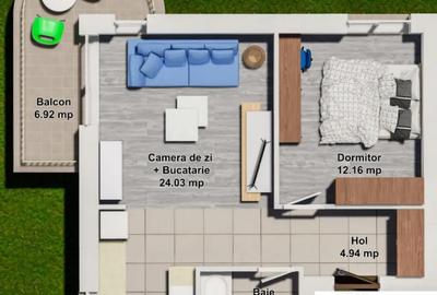 Apartament cu 2 camere decomandat în Ștefăneștii de Jos