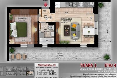 Penthouse cu 2 camere semidecomandat în Titan - 2