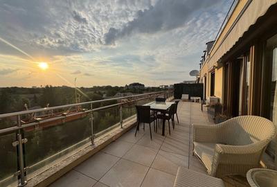 Apartament de lux cu terasa  panoramica,  vedere libera parc Herastrau, 2 garaje