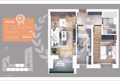 Apartament cu 2 camere decomandat în Titan - 1