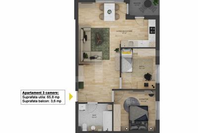 Apartament Nou FINISAT cu 3 camere de vanzare in Sibiu, Doamna Stanca
