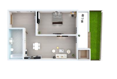 Apartament 2 camere, 43,6 mp + grădină 21 mp, lângă Lacul Binder