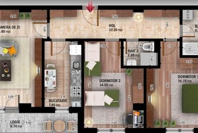 AP. 3CAM. BLOC P+4 FINALIZAT,MUTARE IMEDIATA /  FINISAJE PREMIUM! AP. 3CAM. BLOC P+4 FINALIZAT,MUTARE IMEDIATA /  FINISAJE PREMIUM! - 2