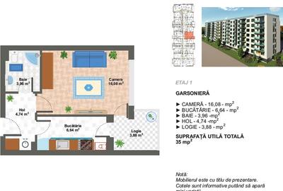 Garsoniera spatioasa,centrala proprie,incalzire in pardoseala,Metrou-Aparatori Garsoniera spatioasa,centrala proprie,incalzire in pardoseala,Metrou-Aparatori - 3