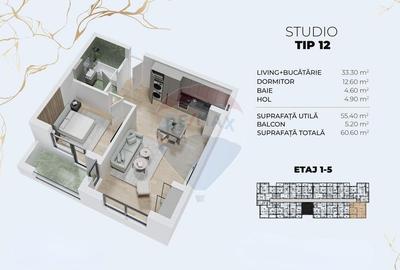 De Vanzare Studio 2 Camere 61 mp Bloc Nou 2026 Optiuni Pa... - 4