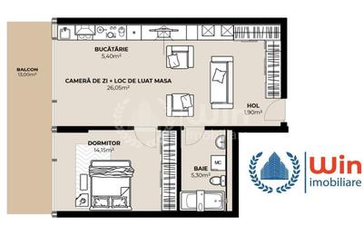 Apartament cu 2 camere semidecomandat în Dâmbul Rotund - 1