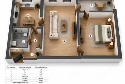 Apartament cu 2 camere semidecomandat în Parcul Circului - 1