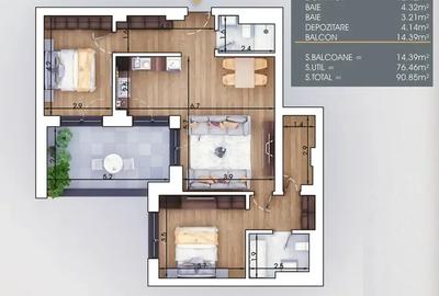 Apartament cu 3 camere decomandat în Theodor Pallady - 2