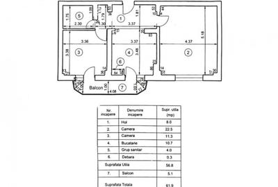 ZONA LIBERTATII - 2 CAMERE DECOMANDAT, ET. 4 DIN 8 - CU LIFT - 14