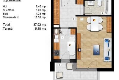 ⚡TUR VIRTUAL Apartament cu o cameră | 37 m² | premium | terasă | Park Lake - 15