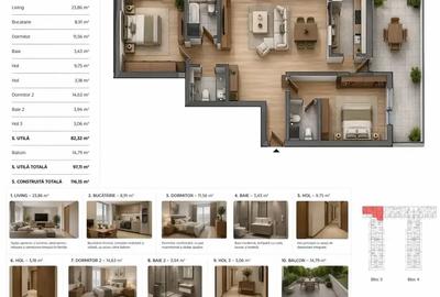 Apartament cu 3 camere semidecomandat în Pipera - 11