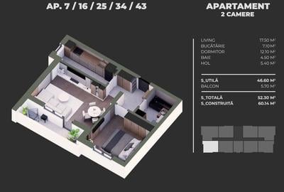 Apartament 2 Camere Sector 4 Grand Arena 52.30Mp - 1