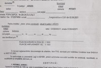 Teren de 1268 mp, în Central