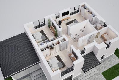 Casă individuală, teren generos și compartimentare eficientă - 0% comision - 14