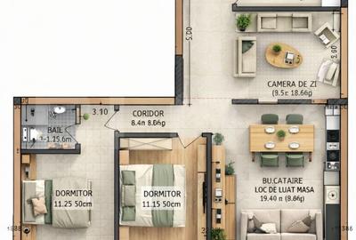 Apartament cu 3 camere în Calea Moldovei