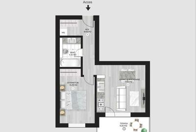 Apartament cu 2 camere decomandat în Central