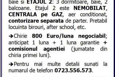 Coiciu, Baba Novac, etaj 1 si 2, nemobilat, gaze, inchirieri - 30
