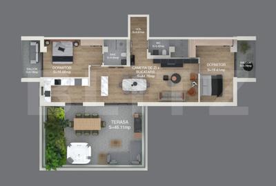 Apartament cu 3 camere decomandat în Nord