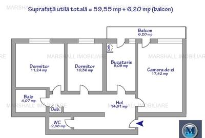 Apartament 3 camere de vanzare, zona B-dul Bucuresti, 65.75 mp #16577 - 10