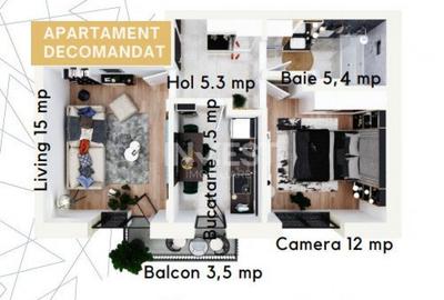 APARTAMENT CU 2 CAMERE, etaj 1 , DECOMANDAT, CAPAT CUG-LUNCA - 1