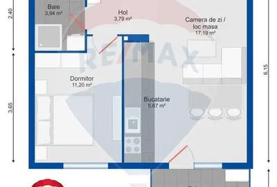 Apartament cu 2 camere decomandat în Nufărul - 5