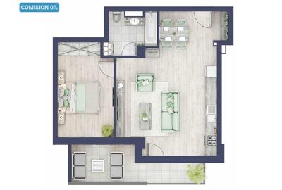 Apartament cu 2 camere semidecomandat în Turnișor