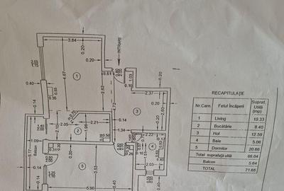 Apartament 3 camere /71.68 mp/Centru / Etaj 2 - 9