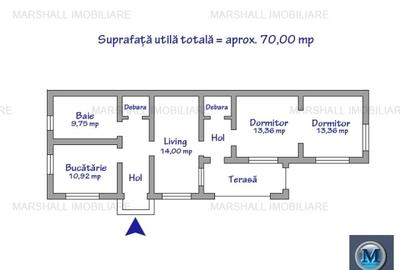 Casa cu 3 camere de vanzare, zona Cantacuzino, 70 mp #16517 - 12