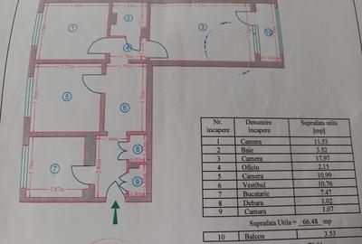 Apartament cu 3 camere decomandat în Central
