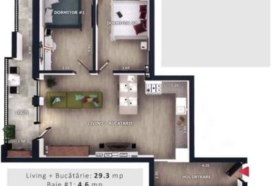 Apartament cu 3 camere semidecomandat în Florești - 1