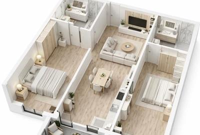 Apartament cu 3 camere semidecomandat în Central - 1