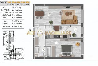 Apartament cu 2 camere în Berceni - 1