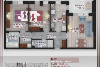 Apartament cu 3 camere decomandat în Central - 1