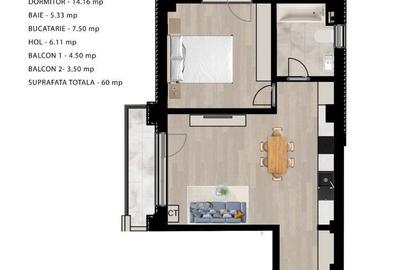 Apartament cu 2 camere în Central - 1