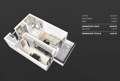 Garsoniera decomandată 41.75 mp-finisata la cheie/3 minute de metrou Berceni - 5