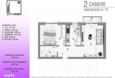 Apartament cu 2 camere în Tunari - 7
