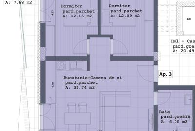Apartament cu 3 camere în Gării