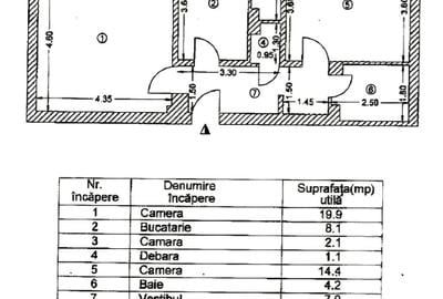Apartament cu 2 camere decomandat în Central